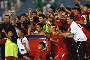 朝鲜队员庆祝世界杯出线